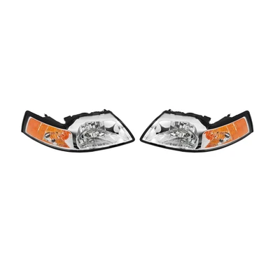 Factory Style Headlight Fit For Ford Mustang 99-04 Chrome Housing Amber Side L R Foto 1 de 4