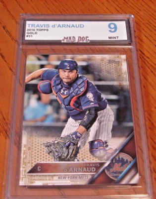 TRAVIS d'ARNAUD****2016 TOPPS--GOLD--MINT 9***BRAVES *METS***Mad Dog - Image 1 of 2