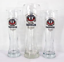 3 ERDINGER Weissbrau WeisBier  German Pilsner Beer Glass two by .3L one by .5L.