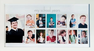 School Years Picture Day Collage Frame | White | K-12 Photo Display | Elegant Na - Picture 1 of 10