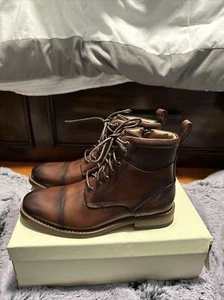 Joseph Abboud JA Alan Boot Leather Cognac Size 9D New in Box - Picture 1 of 7