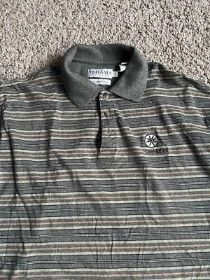 Polo de Golf Tehama Clint Grande Cabo Del Sol México Marrón Verde Rayas Foto 1 de 4
