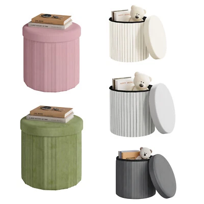 WOLTU Sitzhocker faltbarer Fußhocker mit Stauraum Deckel Polsterhocker φ38x36 cm - Bild 1 von 4