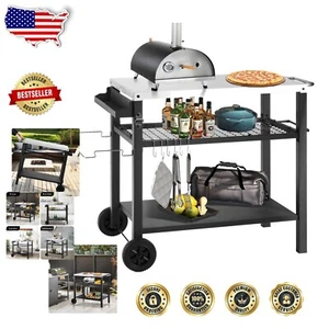 Three-Shelf Stainless Steel Outdoor Dining Cart - Ideal for Cooking and Serving - Picture 1 of 9