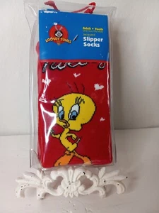 NEW Vintage Looney Tunes Tweety jacquard Slipper Socks Warner Bros One Size new - Picture 1 of 3