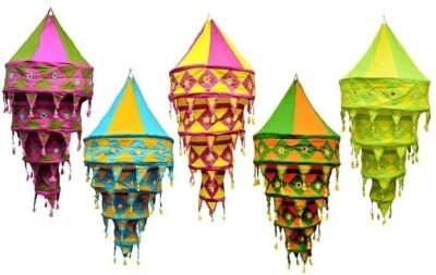 Wholesale 20PC Of Indian Decorative Lamp shade Cotton Fabric Collapsible Lantern - Image 1 of 4