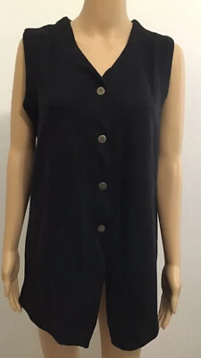 Chaleco Claudia Barnes Cuello en V Botón Frontal Negro Talla M Regular Mujer Sin Mangas Foto 1 de 4