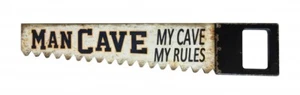 Mancave Saw Hanging Sign Man Cave My Cave My Rules Sign Plaque Shed garage - Picture 1 of 6