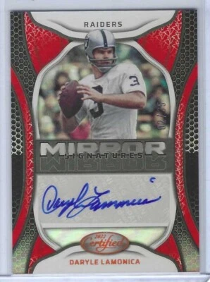 DARYLE LAMONICA 2022 PANINI CERTIFIED ORANGE FOIL MIRROR SIGNATURES AUTO #D 2/35 - Image 1 of 2