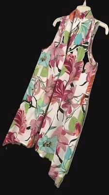 SPENSE Size M Multicolor Floral Sleeveless V-Neck Tunic Style Pullover Top - Image 1 of 4