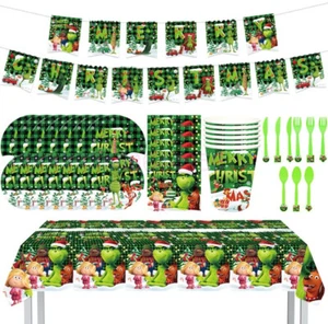 The Grin*ch Christmas Party Tableware Paper Plates Napkins Table Cloth Xmas Deco - Picture 1 of 22
