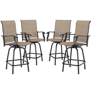 4 Pcs Swivel Patio Bar Stools Outdoor Textilene Bar Height Armchairs - Picture 1 of 17