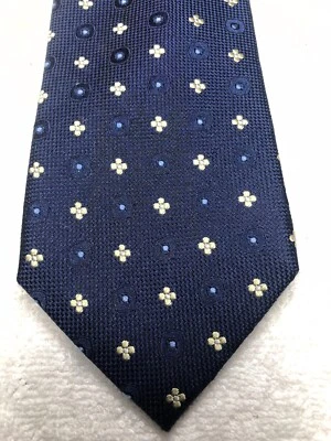 CHAPS MENS TIE NAVY BLUE WITH WHITE AND BLUE 3.75 X 60 NWOT - Image 1 of 4