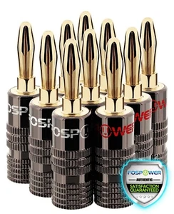 5x Dual Screw Audio Gold Plated Speaker Cable Wire Connector 4mm Banana Plug - Picture 1 of 5