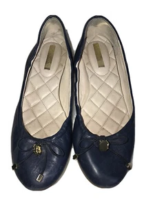 Louise Et Cie Ferraria Women's Bow & Gold Toned Charm Ballet Flats Navy Blue 6.5 - Picture 1 of 11
