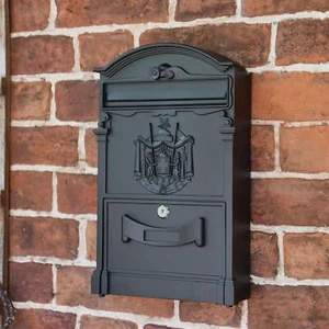 "Midnight Thunder" Dawson Lodge Black Post Letter Box - 41cm - Picture 1 of 7