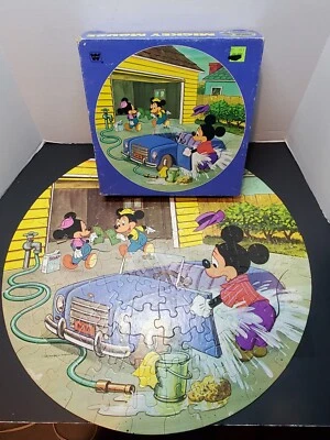 VTG 1982 Whitman Mickey Mouse Round 125 Pieces Jigsaw Puzzle 20" Incomplete/Part - Image 1 of 4