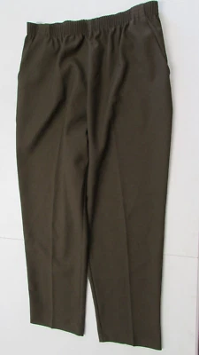 Women's Size 18P Stretch waist Brown Poly Casual pullon Pants By Donnkenny - Image 1 of 4