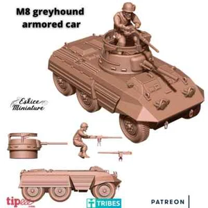Véhicule de Reconnaissance M8 Greyhound, Seconde Guerre Mondiale, WW2, Wargame - Picture 1 of 1