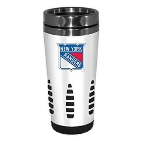 New York Rangers NHL Hockey Metal Stainless Hot Cold Beverage Tumbler WHT Cover