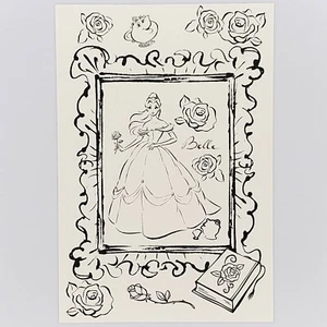 Belle Postcard Beauty and the Beast Princess Disney Japan Coloring Page Rose - Picture 1 of 2