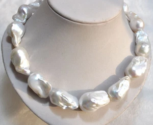 S1998 18" 33mm Barroco Blanco Keshi Renacido Collar Perla - Imagen 1 de 4