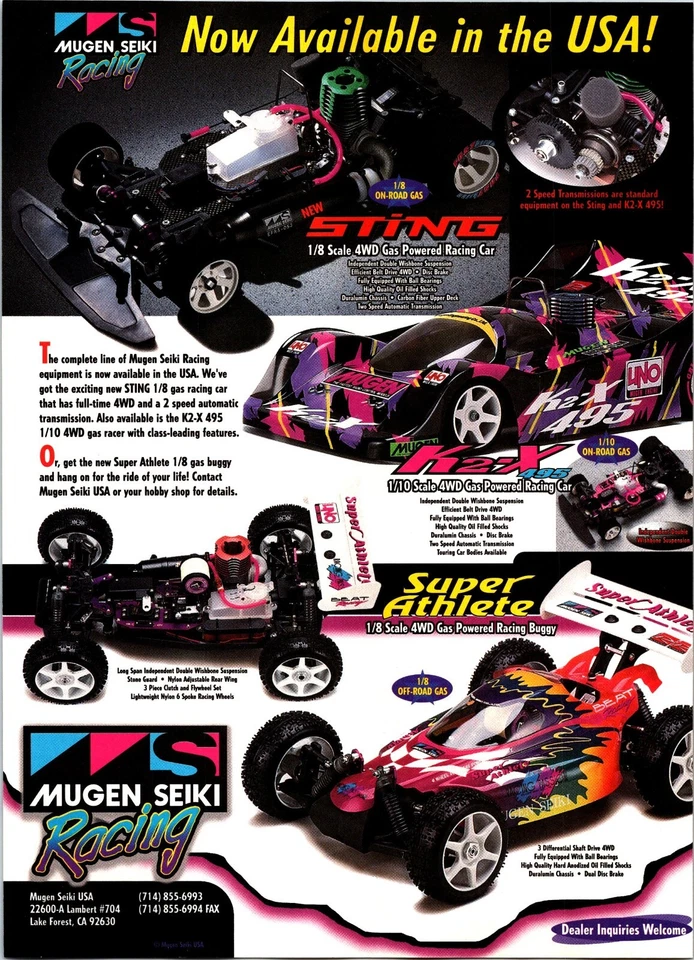 Mugen Seiki Sting K2-X Super Athlete RC Car Vintage Print Ad Wall Art Decor - Image 1 of 1