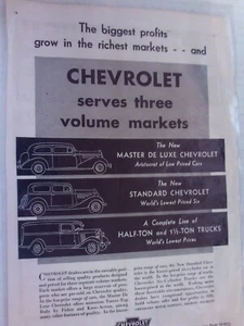 1935 CHEVROLET "SERVES THREE VOLUME MARKETS".... . Vintage Ad FREE SHIPPING - Picture 1 of 2