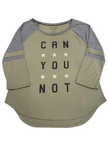 Womens Junior Can You Not Army Green Grey Star Long Sleeve T-Shirt XL (15/17) - Picture 1 of 1