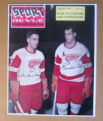 Red Wings 1957 Sport Revue Cover Photo  Gordie Howe, Ted Lindsay Printed Sigs - Image 1 of 3