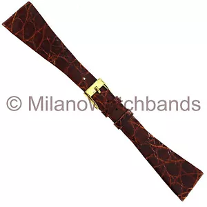 20mm Milano Genuine Crocodile Tapered Flat Brown Regular Watch Band - Picture 1 of 3