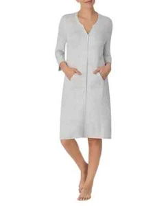 Ellen Tracy Women's Zip-Front 3/4-Sleeve Robe Grey Heather Size XL N8922941 - Picture 1 of 1