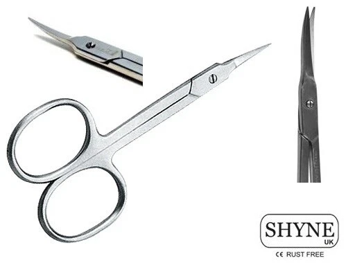 Super Sharp Curved Edge Cuticle Nail Scissors Arrow Point Silver Steel - Image 1 of 1