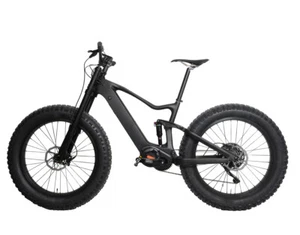 18" Carbon Fat Bike 9s Electric Bicycle Ebike Bafang M620 SRAM Suspension 26er - Picture 1 of 12