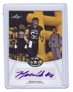 MASON COLE Pittsburgh Steelers / Michigan Wolverines 2014 Leaf Army AUTOGRAPHE RC