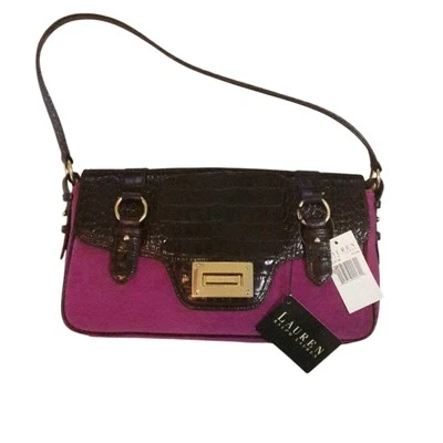 Cartera de bolsillo Lauren Ralph Lauren gamuza genuina con charol vegano  Foto 1 de 4