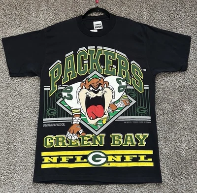 复古 1992 年塔斯马尼亚魔鬼绿湾包装工翻拍衬衫 AN52854 — 第 1/2 张图片