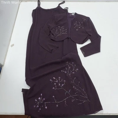 Maxi Vestido Bolero Chaqueta Vintage Años 90 After Dark Floral Con Cuentas Conjunto Talla 10P Foto 1 de 4