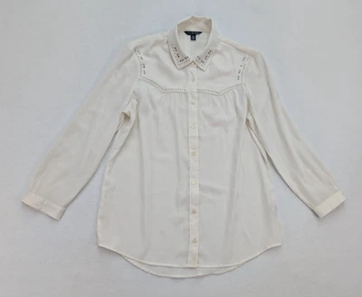 Женский топ American Eagle Outfitters размер M цвет слоновой кости белый с длинным рукавом на пуговицах - Изображение 1 из 4