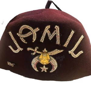 Vintage Jamil Shriners Masonic FEZ hat with tassel  & Jewels - Picture 1 of 14