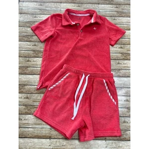 Love and Grow Boy's Red Terry Short Set 8Y - Picture 1 of 3