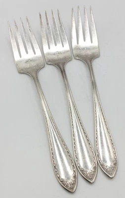 3 tenedores de postre de ensalada vintage Oneida Community Sheraton con patrón plateado Foto 1 de 4