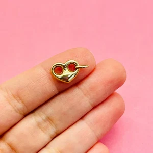 Solid 14k Yellow Gold Pendant Gold Puffy Mariner Heart Pendant Charm 16x10 mm - Picture 1 of 7