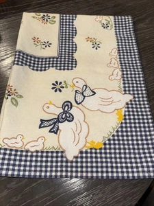 Vintage Geschirrtuch Enten blau Schleifen 20x27 100% Baumwolle Made in Italy - Bild 1 von 3