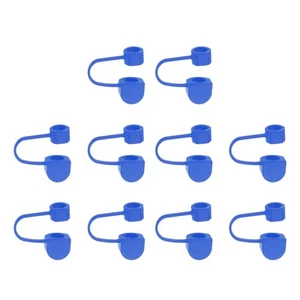 10Pcs Blue Silicone Straw Tips Cover Fits 8mm 0.31 Drinking Straws - Picture 1 of 7