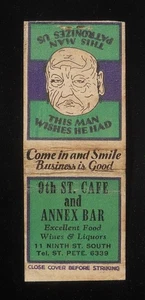 1940s 9th St. Cafe and Annex Bar Tel. 6339 11 Ninth St. South St. Petersburg FL - Picture 1 of 2
