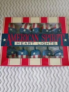 American Americana Heart Flag Patriot String Lights New Indoor Working Camping - Picture 1 of 8