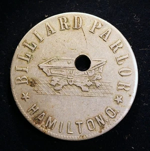 SCHÖNE 1890er Ära Ohio Bildmarke - Howald Billard Salon, 5 ¢, Hamilton, O. - Bild 1 von 2