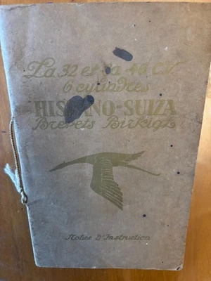HISPANO SUIZA manuel d'époque pour automobiles 6 cylindres Type  32 / 46 CV - Photo 1/4
