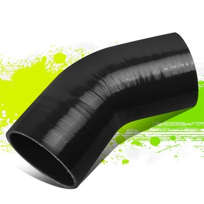 3" 45 DEGREDOS ÁNGULO 4 CAPAS MANGUERA SILICONA NEGRA ADMISIÓN DE AIRE/TURBO TUBO ACOPLADOR Foto 1 de 4
